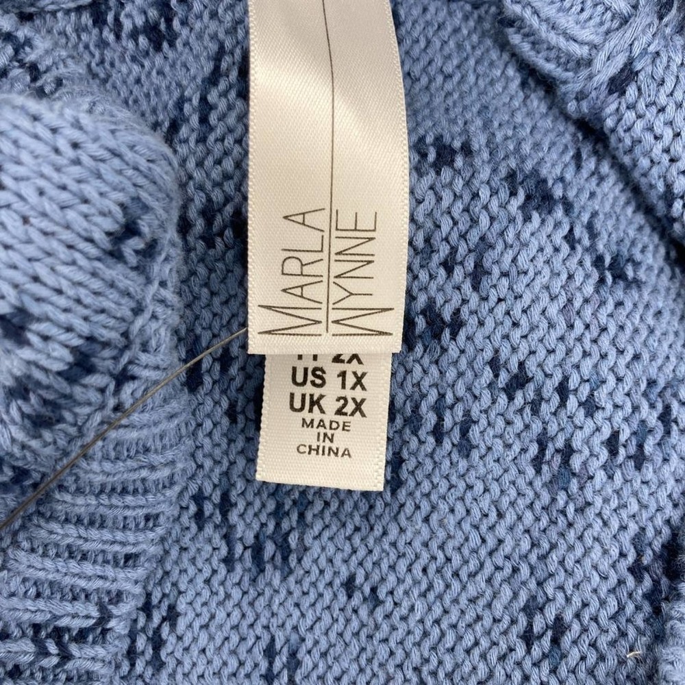Marla Wynne Blue Striated Box Knit Sweater - 1X - Picture 4 of 5